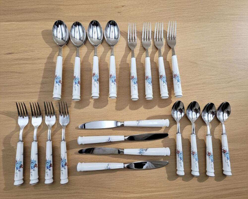 Set 20 Noritake BLEUFLEUR Stainless Japan Service For 4 Discontinued Vtg